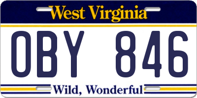 WV license plate OBY846