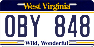 WV license plate OBY848