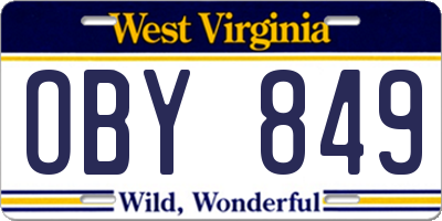WV license plate OBY849