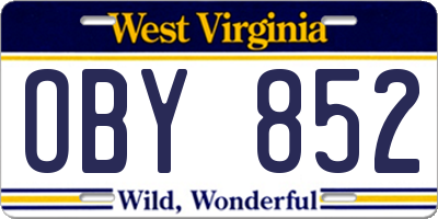WV license plate OBY852