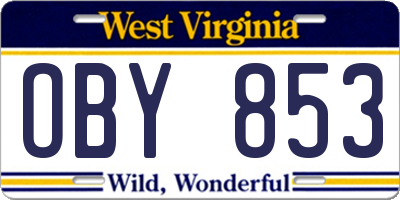 WV license plate OBY853
