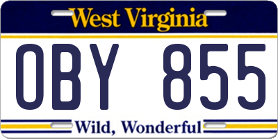 WV license plate OBY855