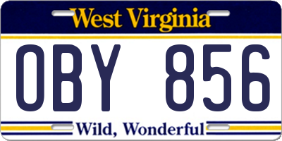 WV license plate OBY856