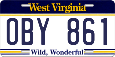 WV license plate OBY861