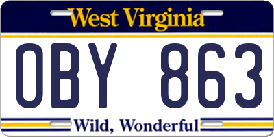 WV license plate OBY863