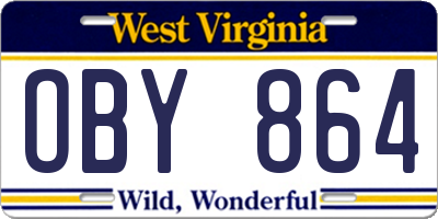 WV license plate OBY864