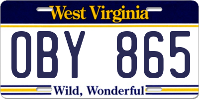 WV license plate OBY865