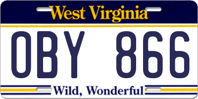 WV license plate OBY866