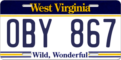 WV license plate OBY867