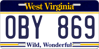 WV license plate OBY869