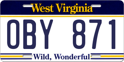 WV license plate OBY871