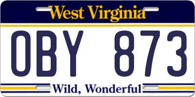 WV license plate OBY873