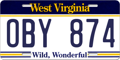 WV license plate OBY874