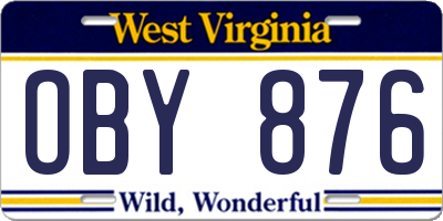 WV license plate OBY876