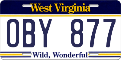 WV license plate OBY877