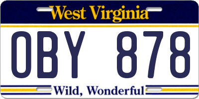 WV license plate OBY878