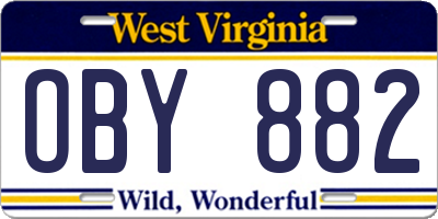 WV license plate OBY882