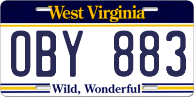 WV license plate OBY883