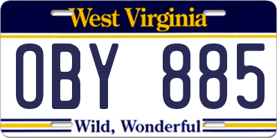 WV license plate OBY885