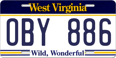 WV license plate OBY886