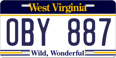 WV license plate OBY887