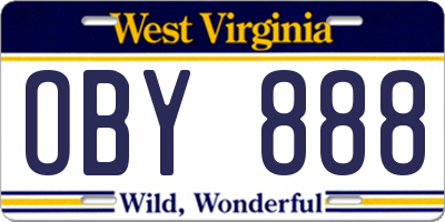 WV license plate OBY888