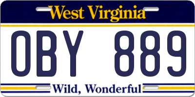 WV license plate OBY889