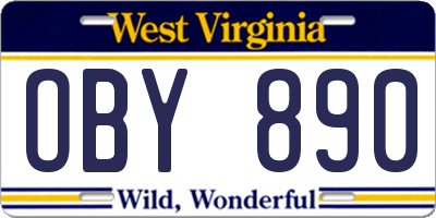WV license plate OBY890