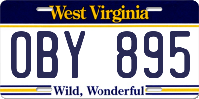 WV license plate OBY895