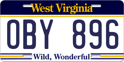 WV license plate OBY896