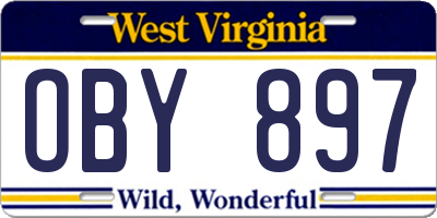 WV license plate OBY897
