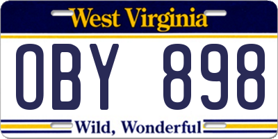 WV license plate OBY898
