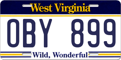 WV license plate OBY899