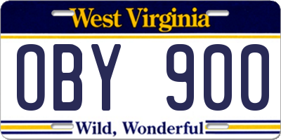WV license plate OBY900