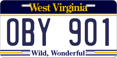 WV license plate OBY901