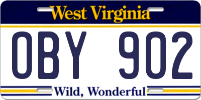 WV license plate OBY902
