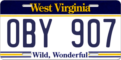 WV license plate OBY907