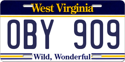 WV license plate OBY909