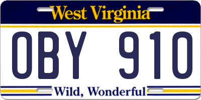 WV license plate OBY910