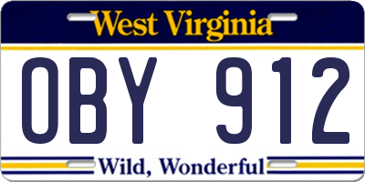 WV license plate OBY912