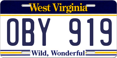 WV license plate OBY919