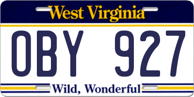 WV license plate OBY927