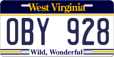 WV license plate OBY928