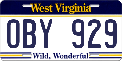 WV license plate OBY929
