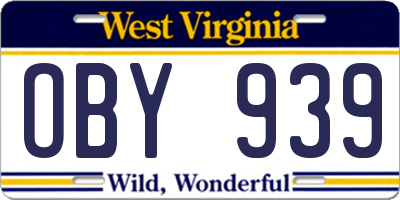 WV license plate OBY939