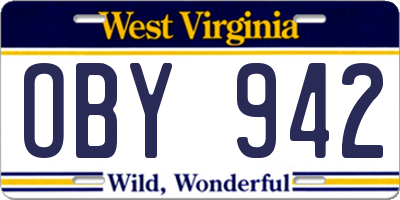 WV license plate OBY942