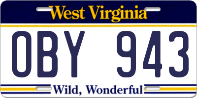 WV license plate OBY943