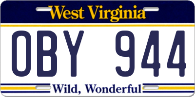 WV license plate OBY944