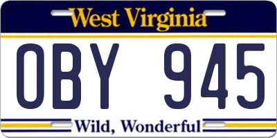 WV license plate OBY945