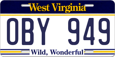 WV license plate OBY949